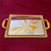 Gold-plated masterpiece: medium-sized rectangular tray with a noble shine